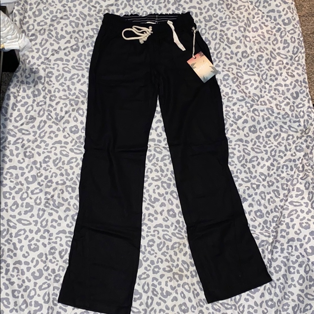 black straight/flair pants with drawstring